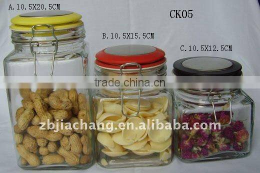 Hot sell- Airtight clear airtight glass jar with metal clip
