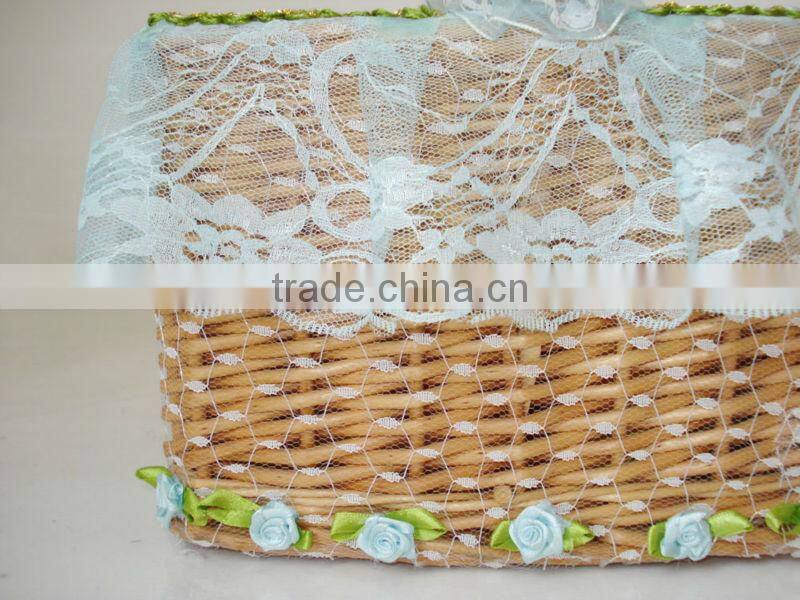 willow storage basket/box with lovely lace