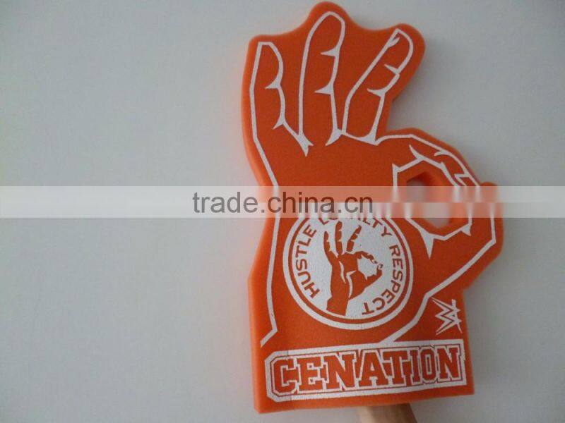 orange OKAY shape design sponge Foam Hand gloves