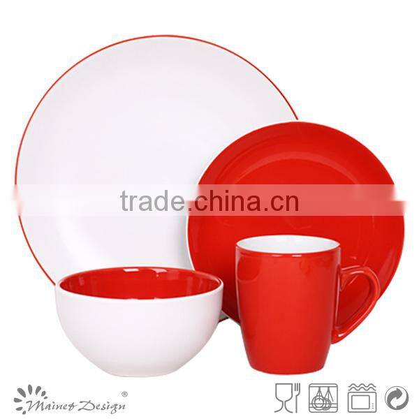 blue and white eco round glazed western dinner set