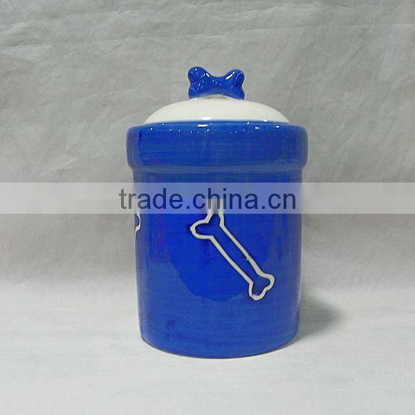 Column Shape Ceramic Dog Treat Jar