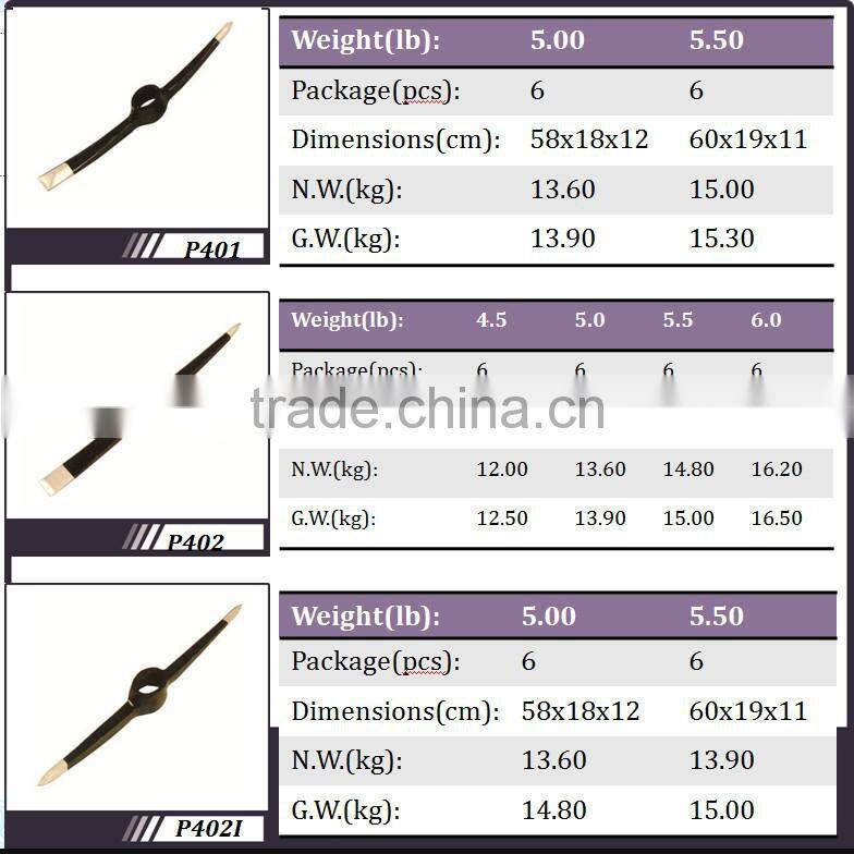 High quality angricultural forged pickaxes with fiberglass handle