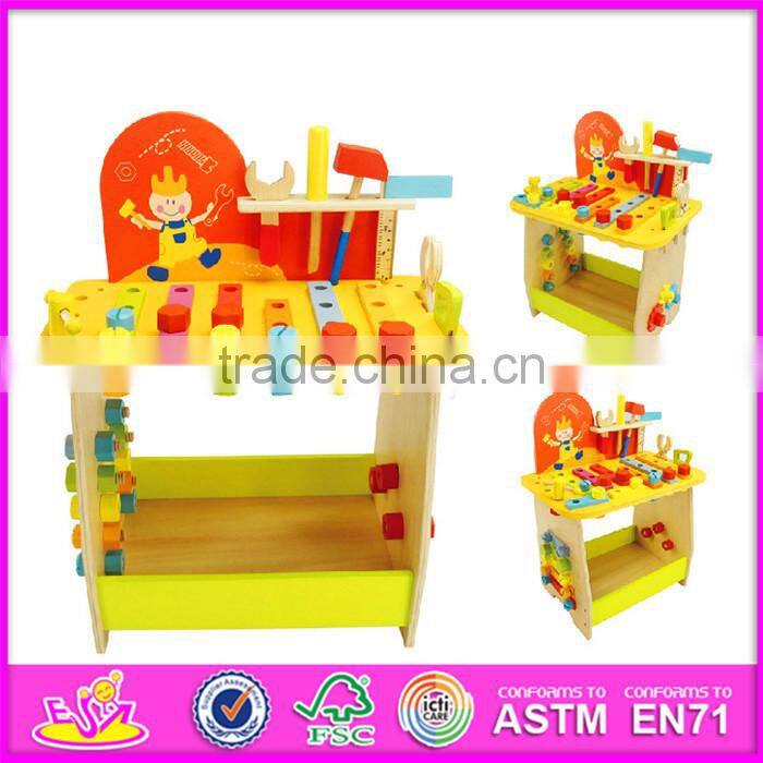 2016 new design cartoon children wooden diy workbench W03D077