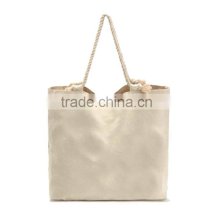 Large Capacity 16OZ Canvas Tote Bag With Two Red Handle,Cheap Canvas Shopping Bag With Handle