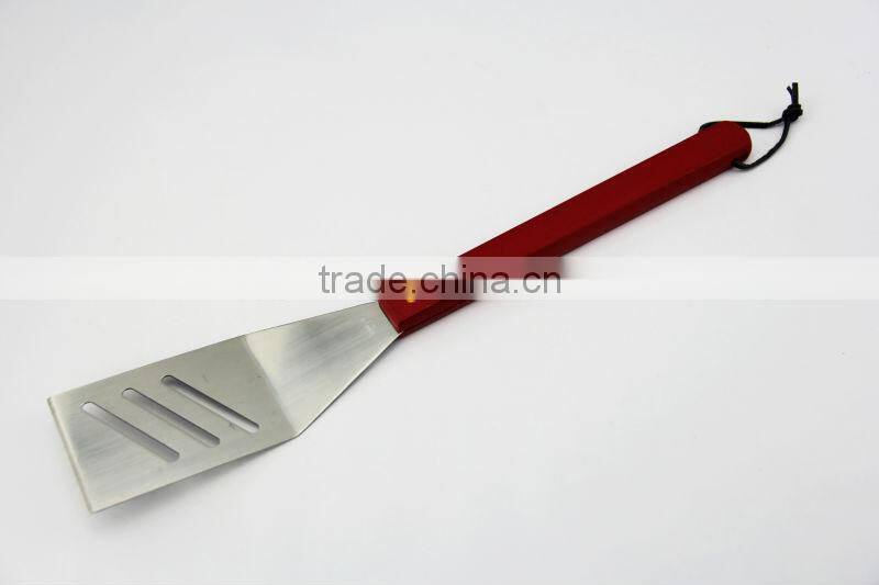out door cooking ware grilling accessories 13inch long wood handle BBQ tool set in red