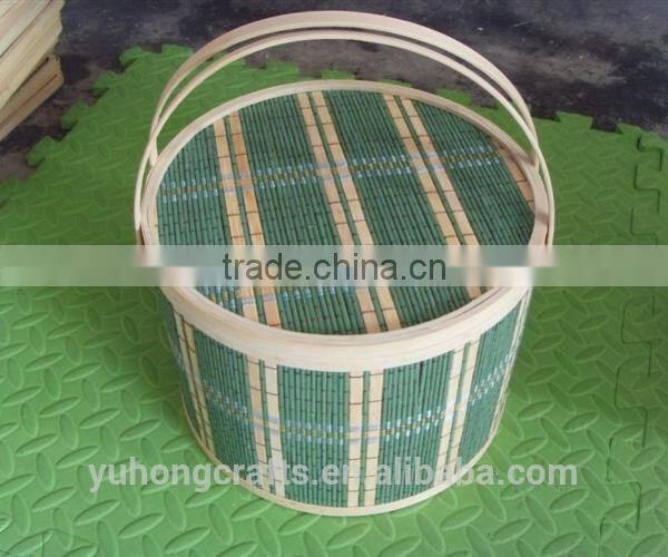 Green color bamboo picnic basket