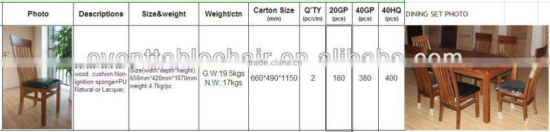 slat back solid oak wood dining chair with PU leather