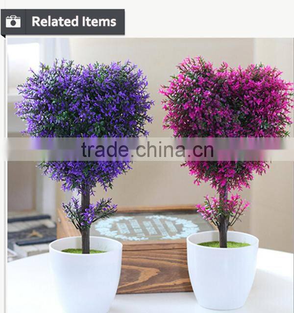 White potted evergreen plants table centerpiece tree