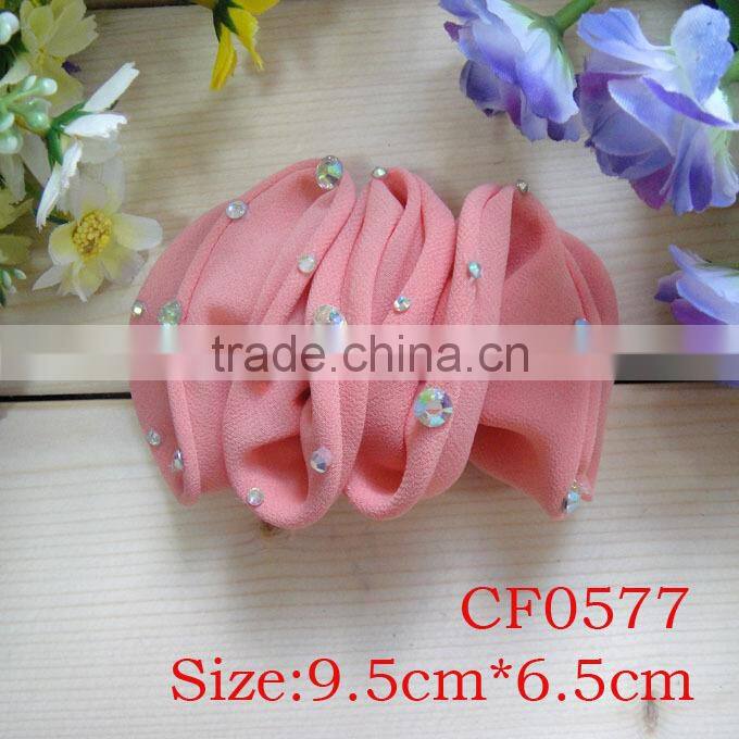 Wholesale fashion korean chiffon fabric flower making hair clips for hair