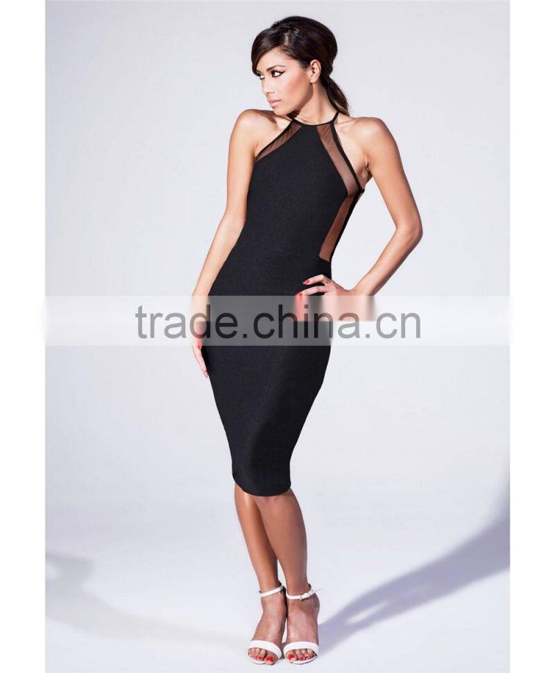 New Party Dress 2016 Women Backless Black Bodycon Pencil Midi slim Sexy Bodycon Bandage Dress
