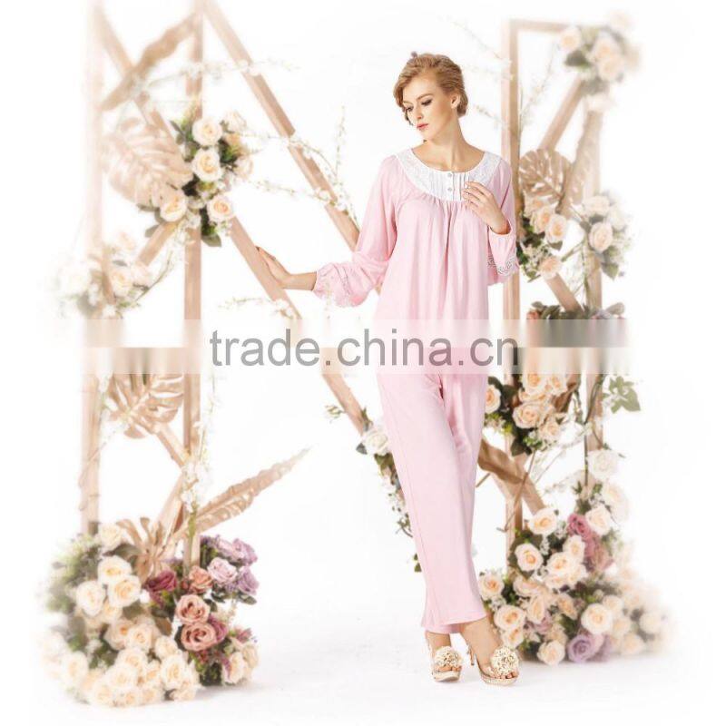 Beautiful latesed spring and autumn pink girl pajamas