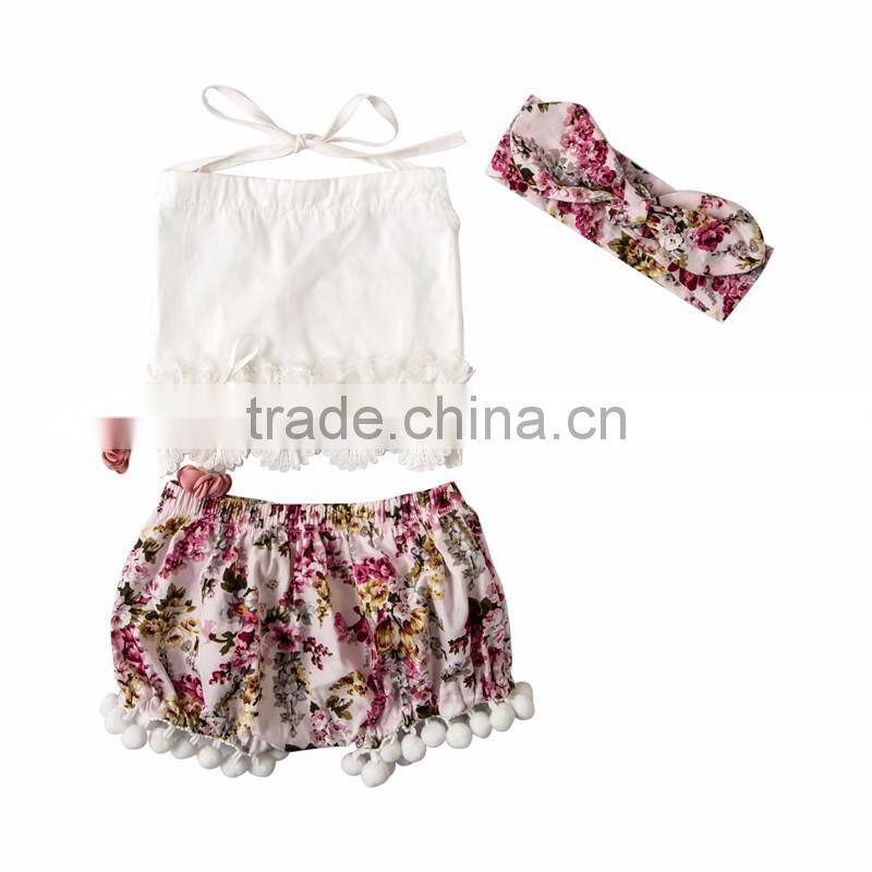 Summer new design boutique baby clothing set fashion girl floral outfits
