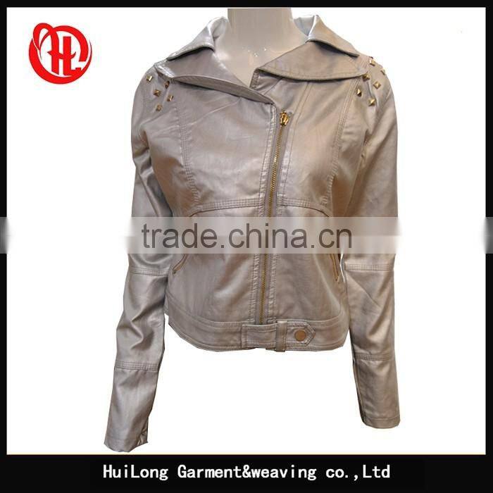 2017 ladies PU short cool motorcycle jacket wholesale