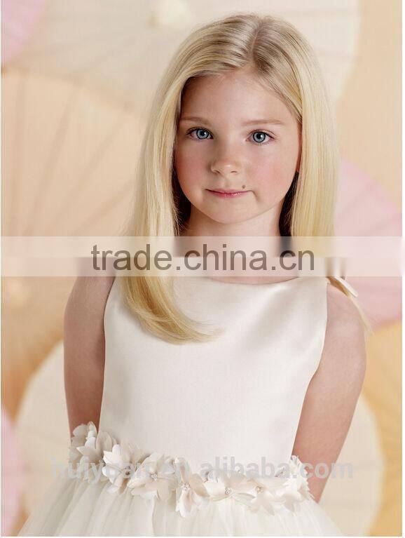 light pink satin fashion flower girl wedding dress