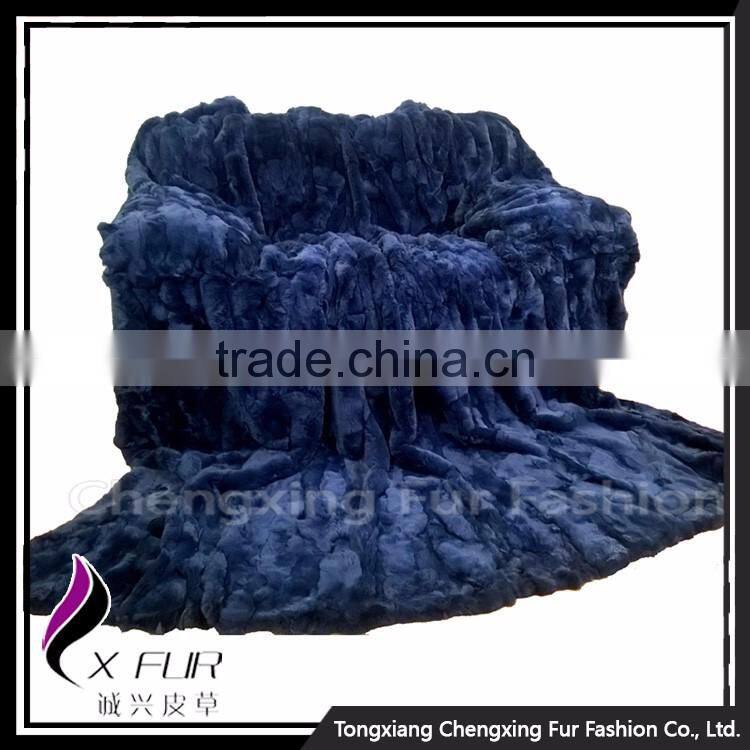 CX-D-66E 2017 Newest Custom Genuine Rex Rabbit Fur Patchwork Fur Blanket