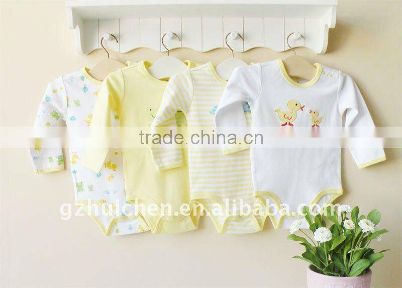 mom and bab 2012 sping baby romper 100% cotton embroider long sleeve bodysuit