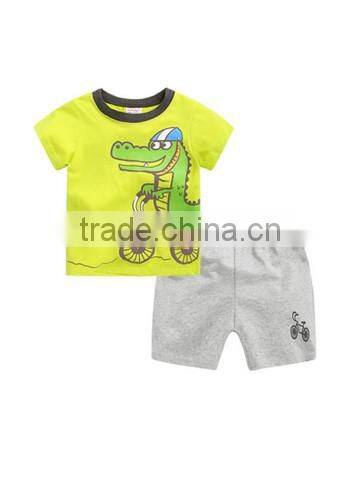 Children clothing hot sale100%cotton o -neck Shortsleeve T-shrit set