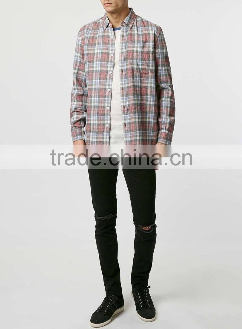 100% cotton check Long Sleeve Casual Shirt