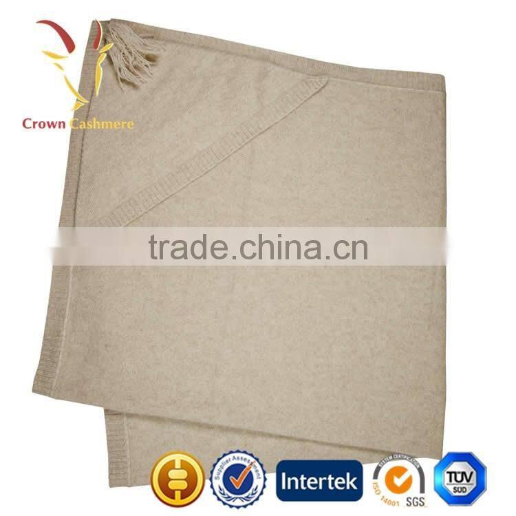 Wholesale Knitted Kid Cashmere Throw Blanket With Fringe