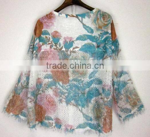 lady fashion print sweater blouses