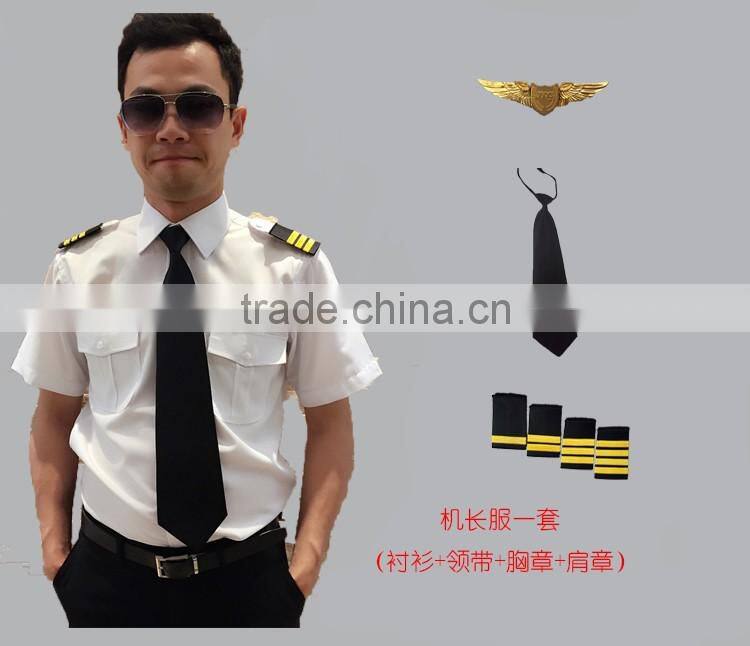 Juqian custom Top quality airline uniform long sleeve women white cotton Commander women pilot uniform shirt in China