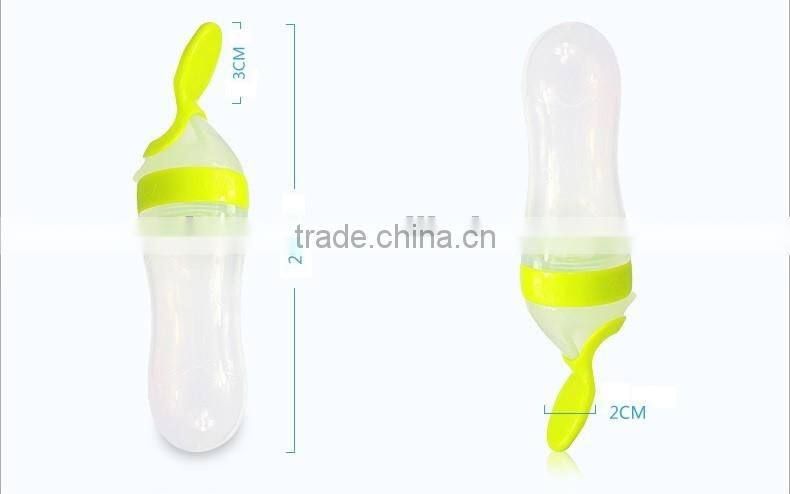 baby feeding bottle with spoon/squeeze feeder/Baby Silicone Squeeze Spoon