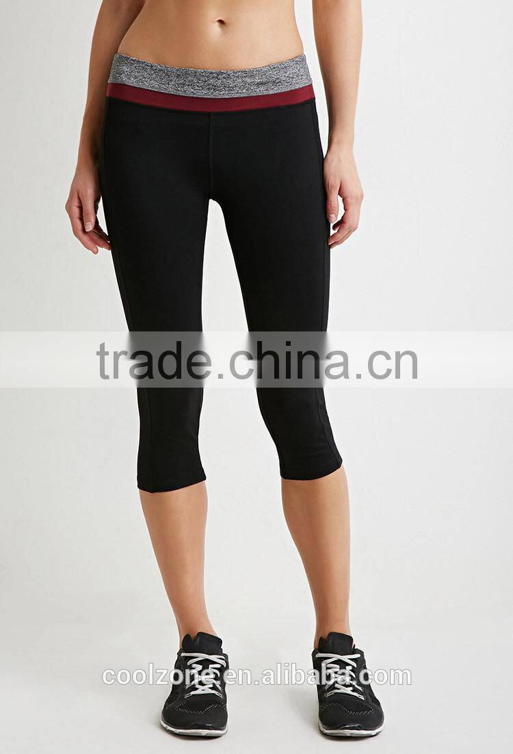 Stylishly colorblocked waist stretch knit yoga pants women