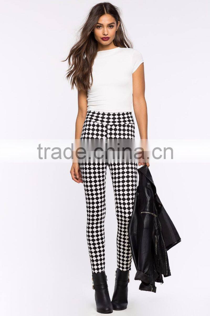 Latest fashion diamond printed fitness leggings for women pants