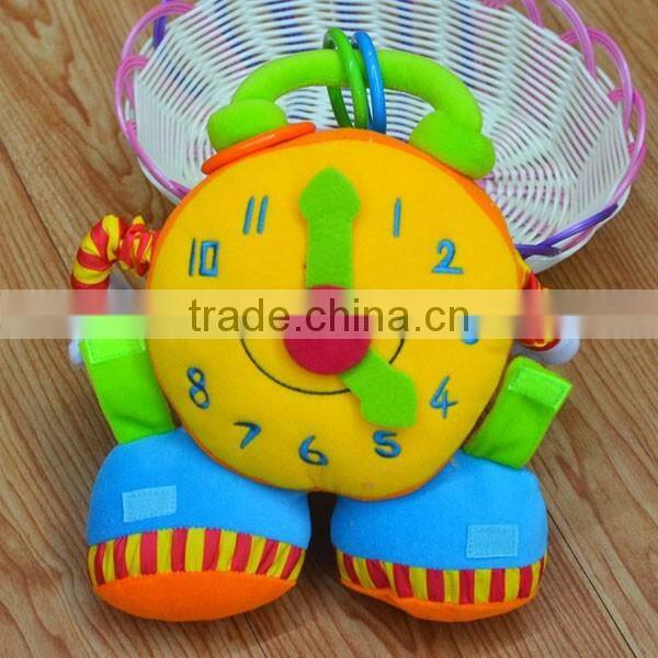 Funny shaking clock baby educational plush toys baby bed hanging toys