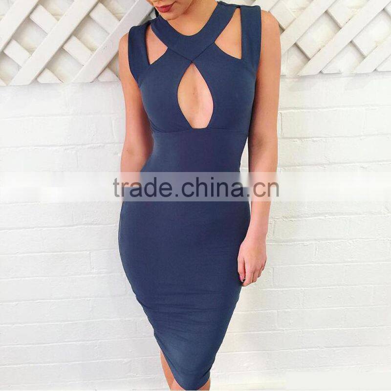 2017summer sexy bandage dress slim sleeveless halter club pencil dress for lady