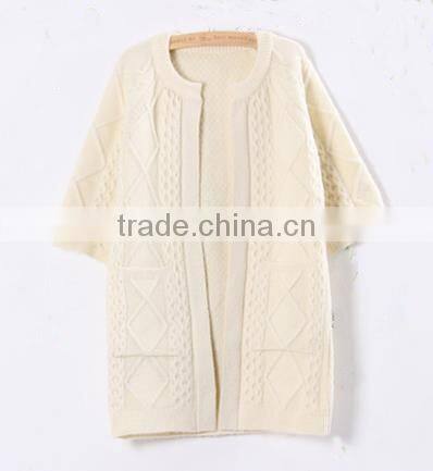 2014 hot sell wholesale high quality cotton long sleeve fashionable no button cardigan