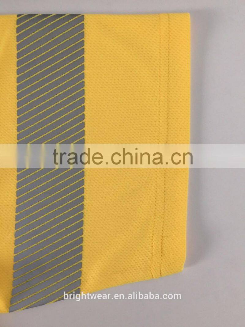 Mens contrast fluorescent 3M tape night use self fabric collar safety reflective polo shirt