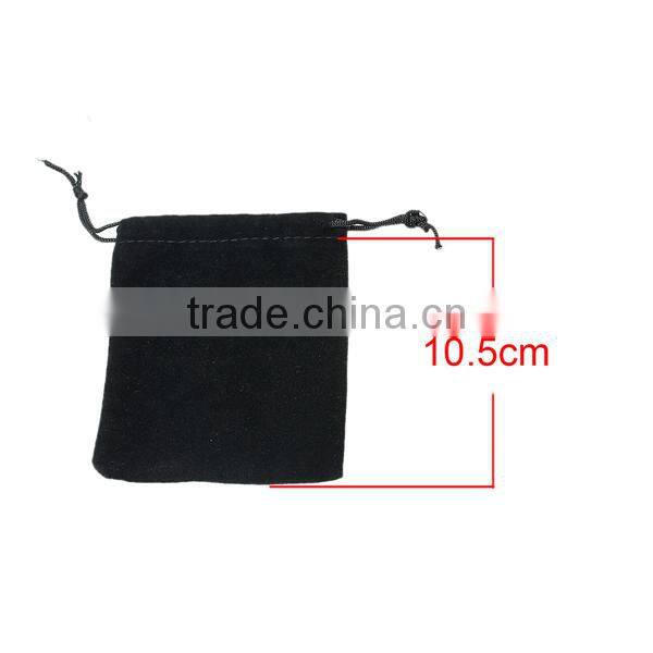 Velvet Jewelry Bags Drawstring Rectangle Black 11.5cm x 10cm