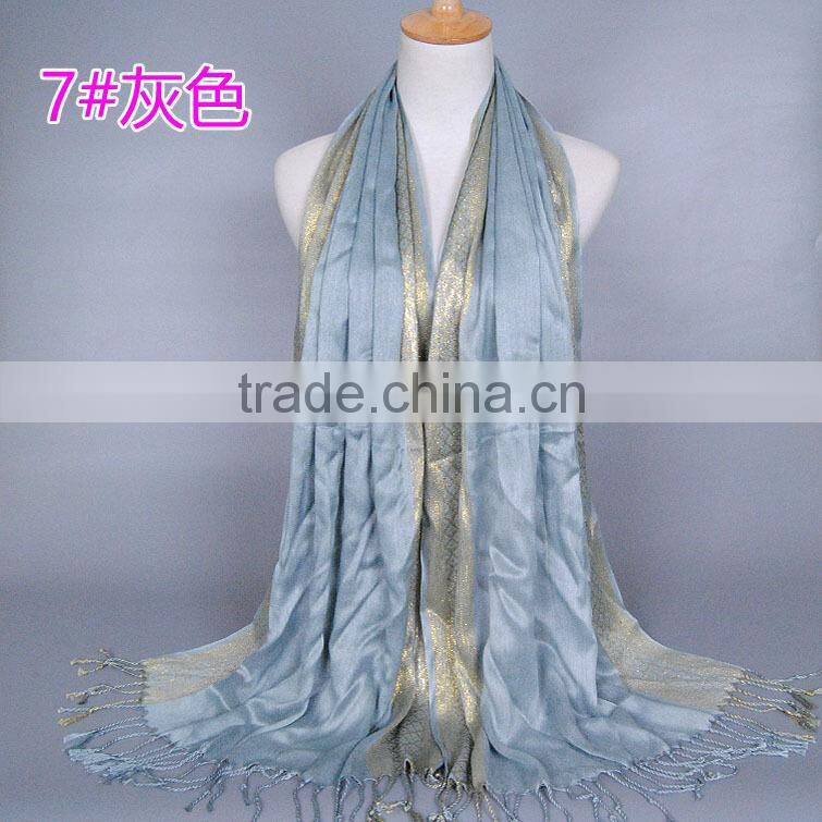 shiny long tassel muslim scarf/16 color muslim tassel scarf/islamic hot sell women hijab