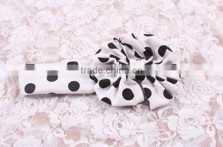Cheap wholesale childrens boutique headbands various damask polka dots knit cotton hair bows low moq flower elastic headbands