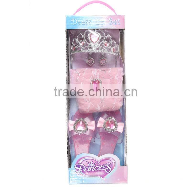 New design crown set with ring wholesales plastic tiara sets rose heart crown