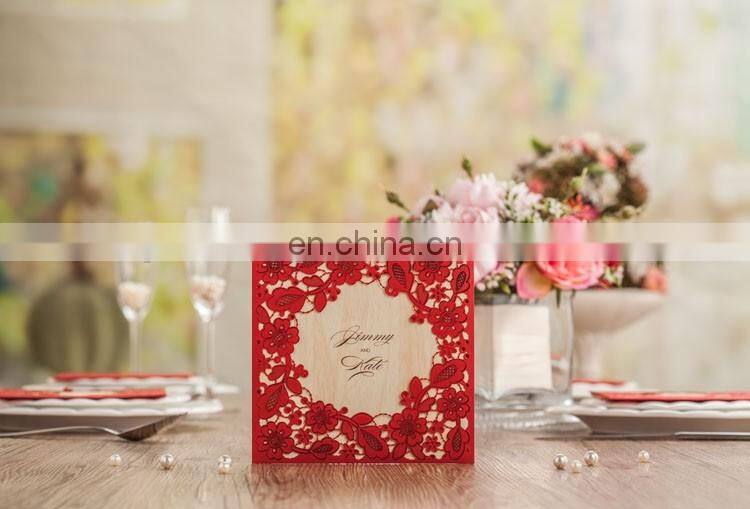 Creative 5280 Chinese Red Flower Laser Cut Wedding Invitation Cards