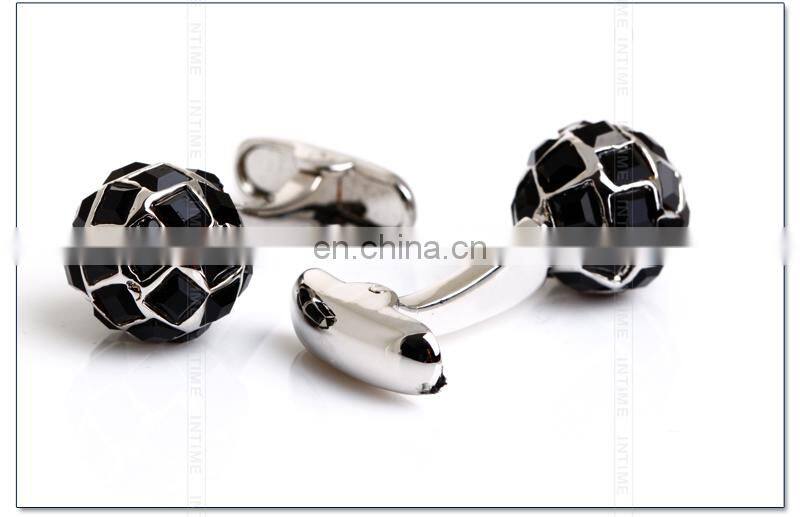 Black Plated Ball Gem Stone Cufflinks