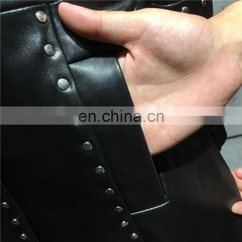 Fashion Classical Lady Windbreaker 100% Leather Jacket Semiformal Wear Ladies Long Leather Jacket