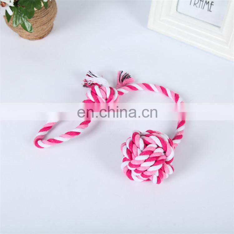 Pet health benefits strong cotton rope hand pull ball pet dog toys to play