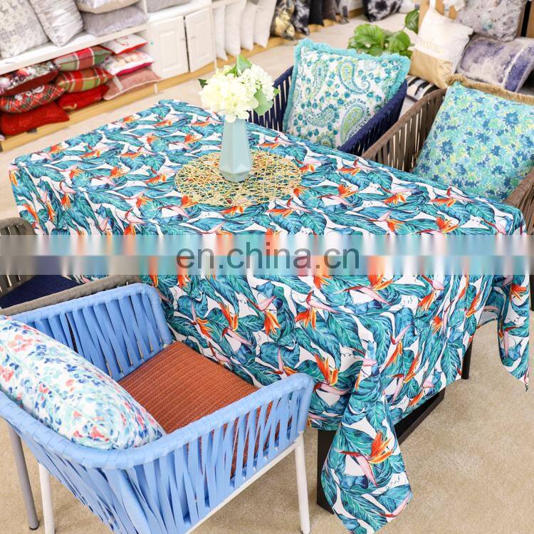 Strelitzia nicolai flower printed polyester tablecloth woven fabric waterproof table cloth for outdoor