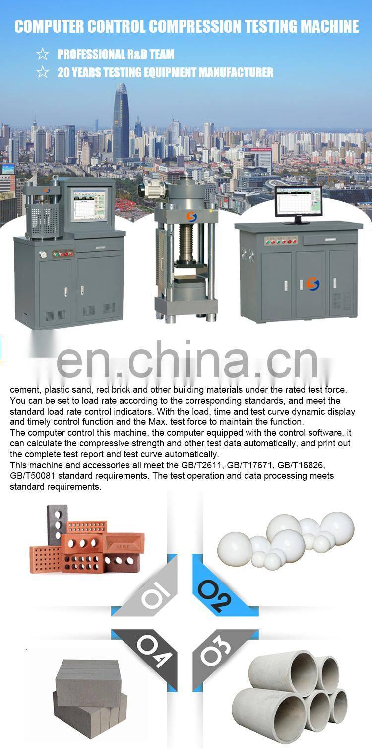 YAW-3000D Computer Control Electro-hydraulic Servo Concrete Compression Testing Machine for Cement Tests