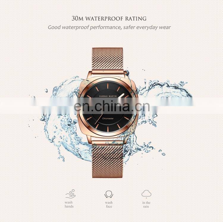 HANNAH MARTIN 106 Luxury Ladies Watches Stainless Steel Mesh Strap Japan Quartz Movement Women Wrist Watch
