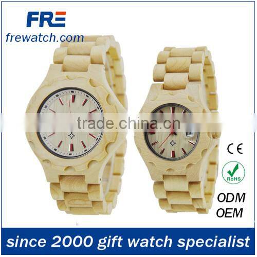 Italy quality natural wood wrist watch with stainless buckle natural color wooden watch