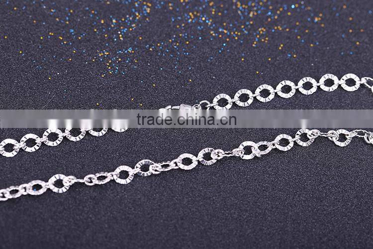2015 fashion rhodium plated dimond cut chain necklace jewelry accessories