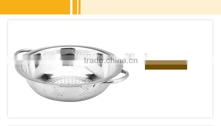 2016 hot kitchenware vegetable strainer basket/ stainless Drain basin/ Fruit Rice Colander