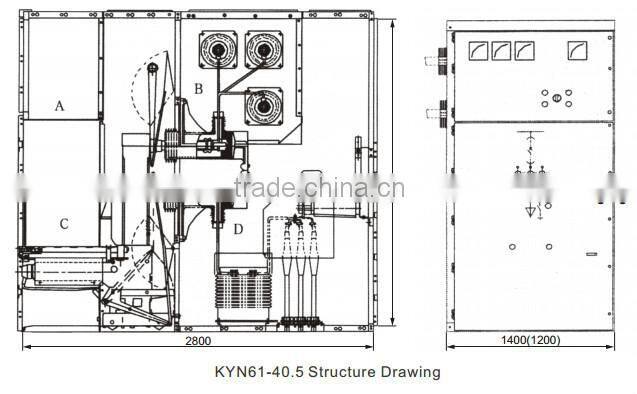 KYN61-40.5 Metal-clad Switchgear electrical switchboard gas insulated switchgear