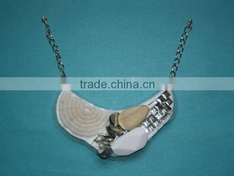 shabby chiffon flower neckline applique, white chiffon flower for girls' blouse