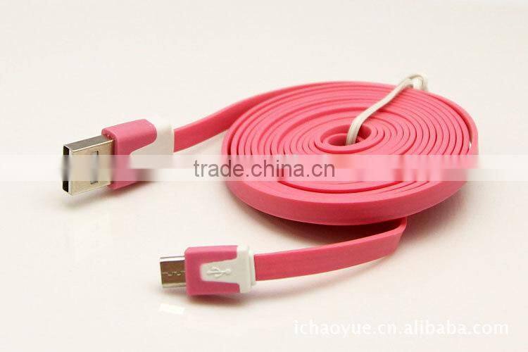 Flat Coloful micro usb cable,For Samsung usb 5pin cable