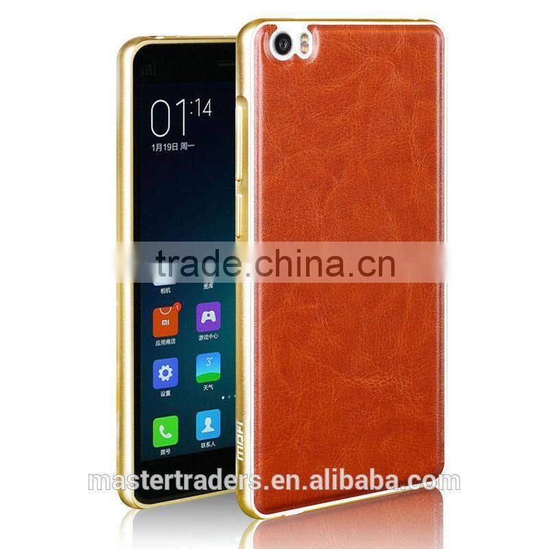 Original MOFI PU Leather Back Cover Case With Metal Frame For Xiaomi Note MT-3403